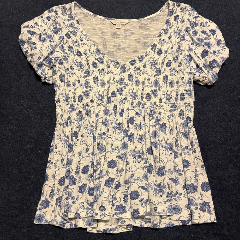 Lucky Brand Blue Floral Blouse